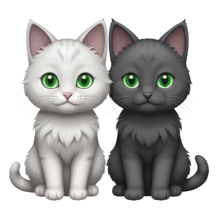 2 different coloured small cats including a dark grey and white and a completely solid dark grey with green eyes and only white paws sticker