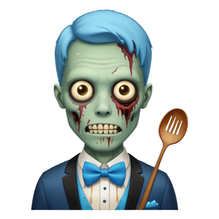 zombie zombie waiter with blue bow tie sticker