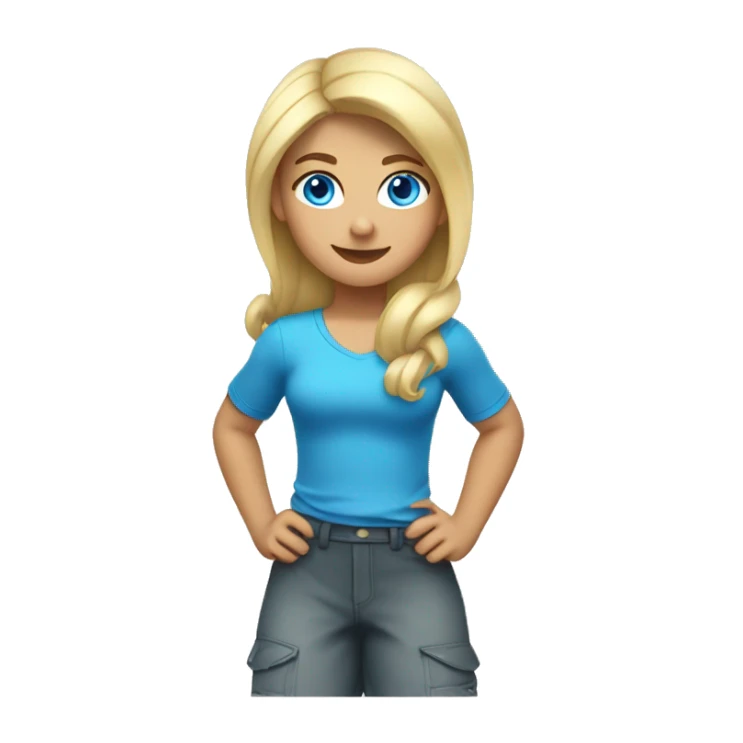 blonde blue eyed girl flexing full body sticker