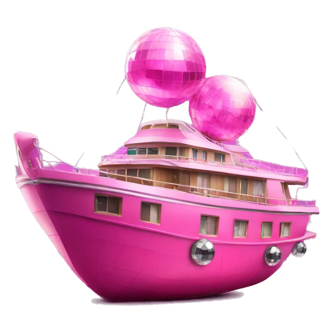 Large Pink Party Boat Realistic With Disco Ball sticker