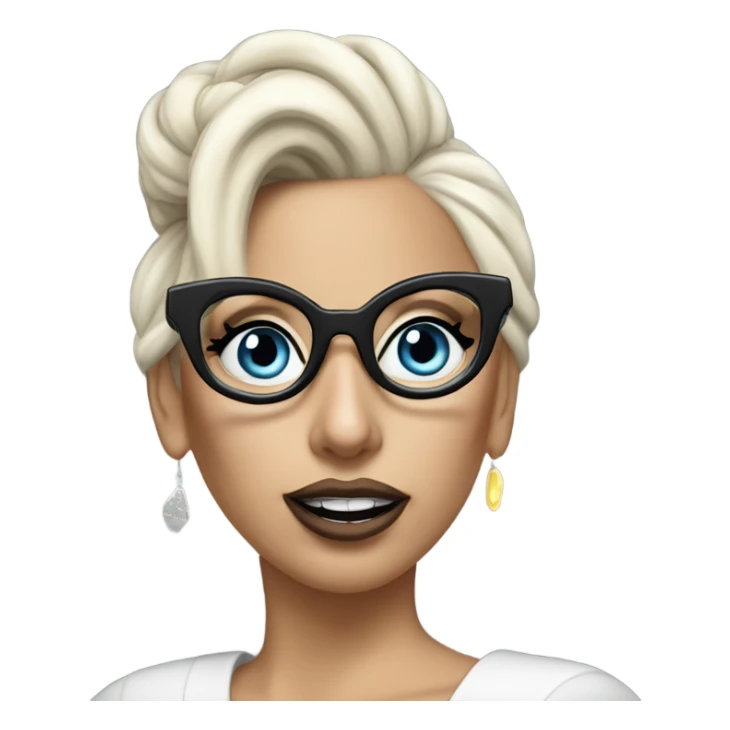 Lady gaga blue eyes black glasses realistic updo talking on the phone  sticker