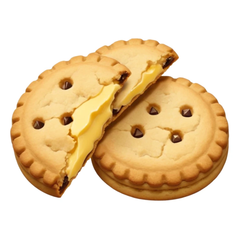 A pair of plain cookies, one of them with a bite taken out. sticker