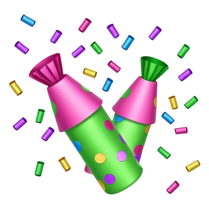 light green and pink party poppers and confetti sticker