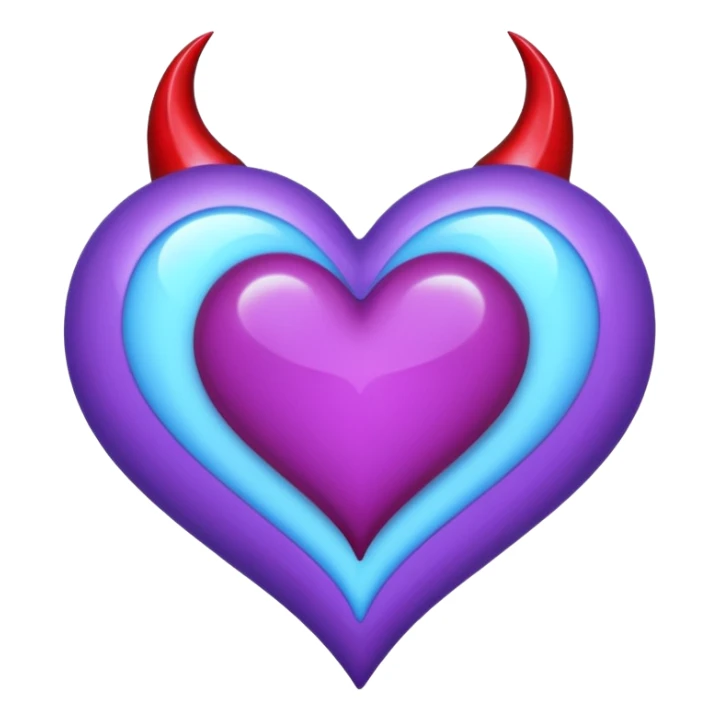 O inima mov,cu trecere spre albastru deschis si coada de drac! sticker