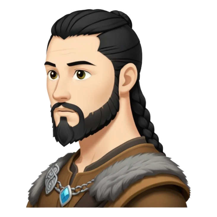 Ragnar side face emoji with black hair sticker