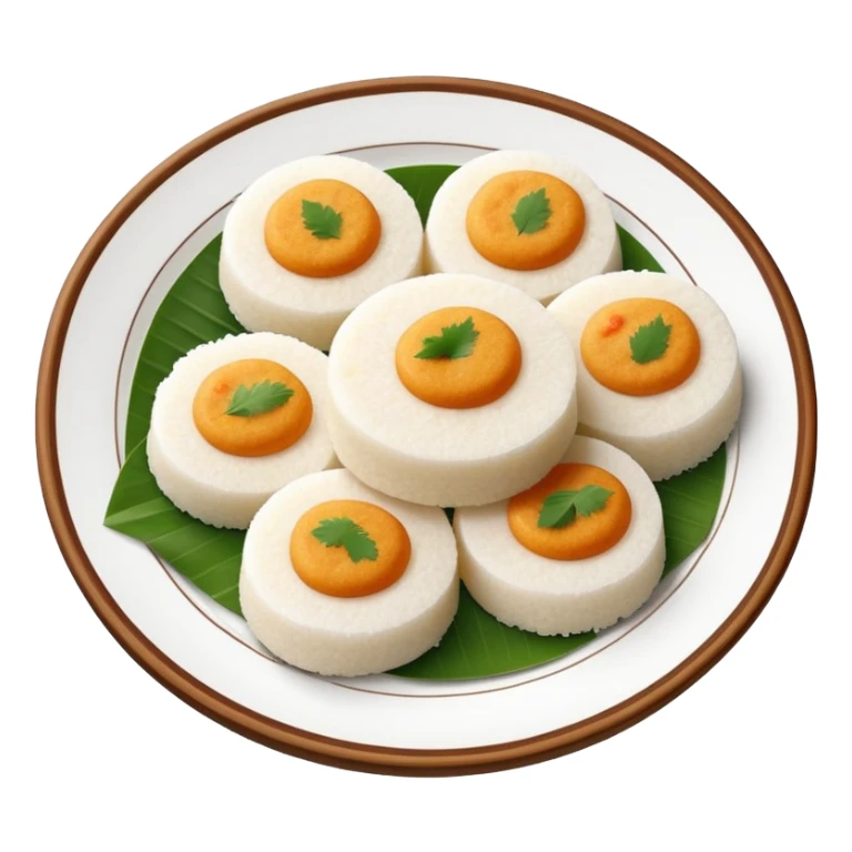 steamed idli rice cakes with sambar and coconut chutney sticker