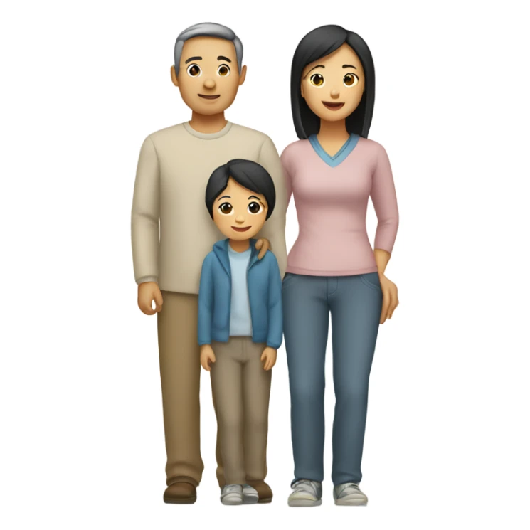 Asian family of four sticker