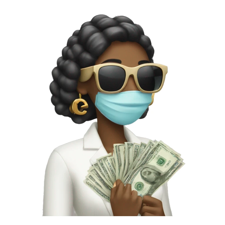 Woman wearing Chanel sunglasses holding money  sticker