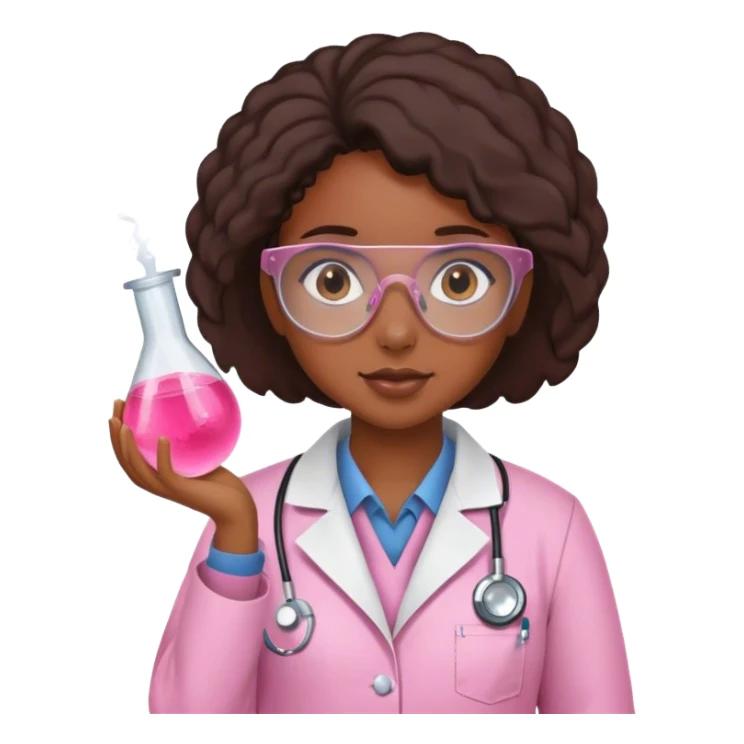 Black girl scientist wearing pink lab coat  sticker