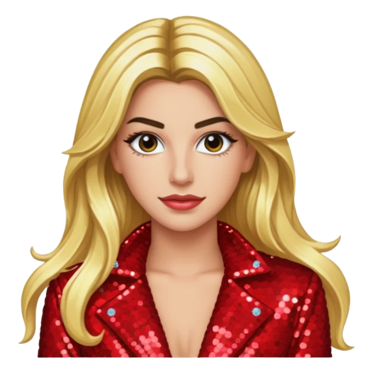 Lele Pons with long blonde hair, red sequin outfit sticker