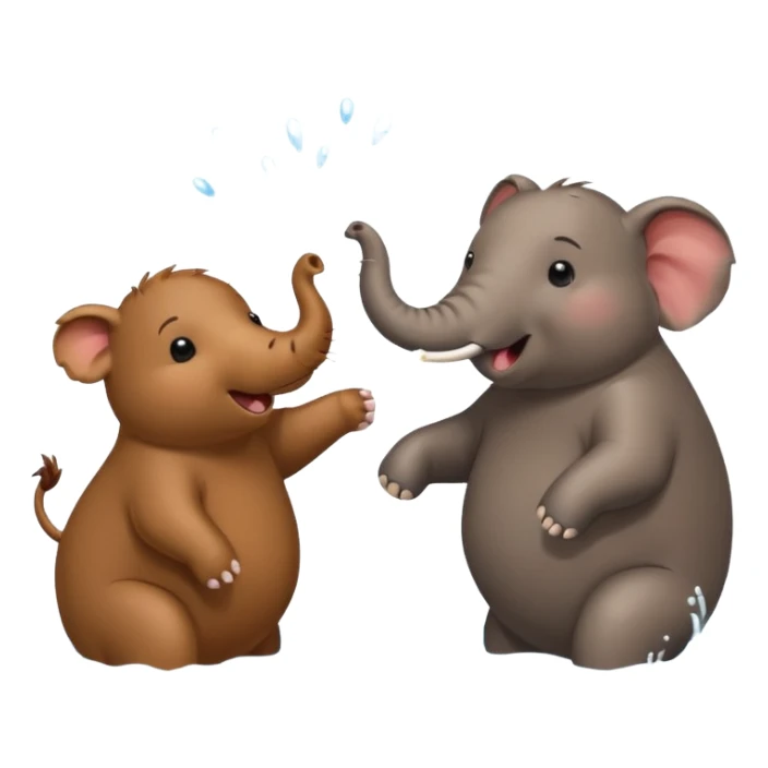 capybara and an elephant play happily with each other on water sticker