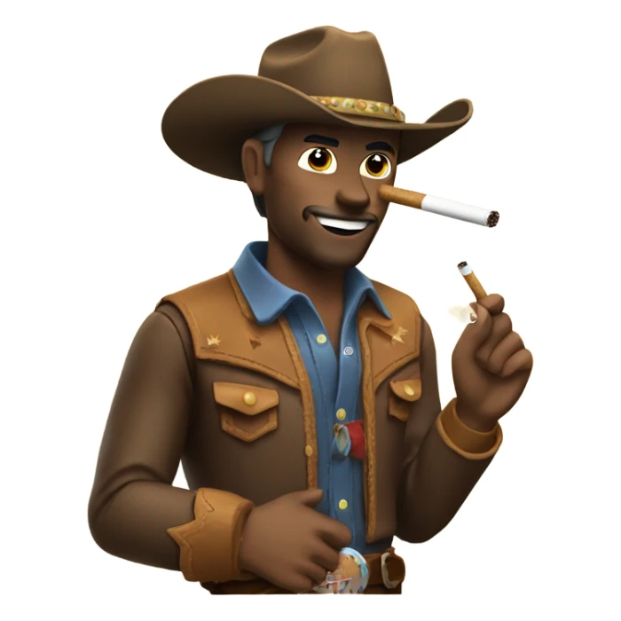 A cowboy riding a horse while smoking a cig  sticker