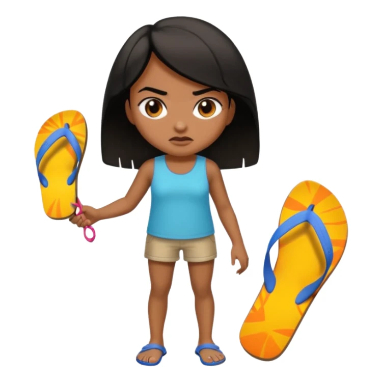Una chica morena🙎🏽‍♀️enojada con una chancla en la mano sticker