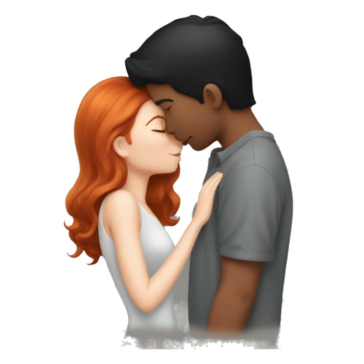 redhead kissing her boyfriend with black Hair sticker