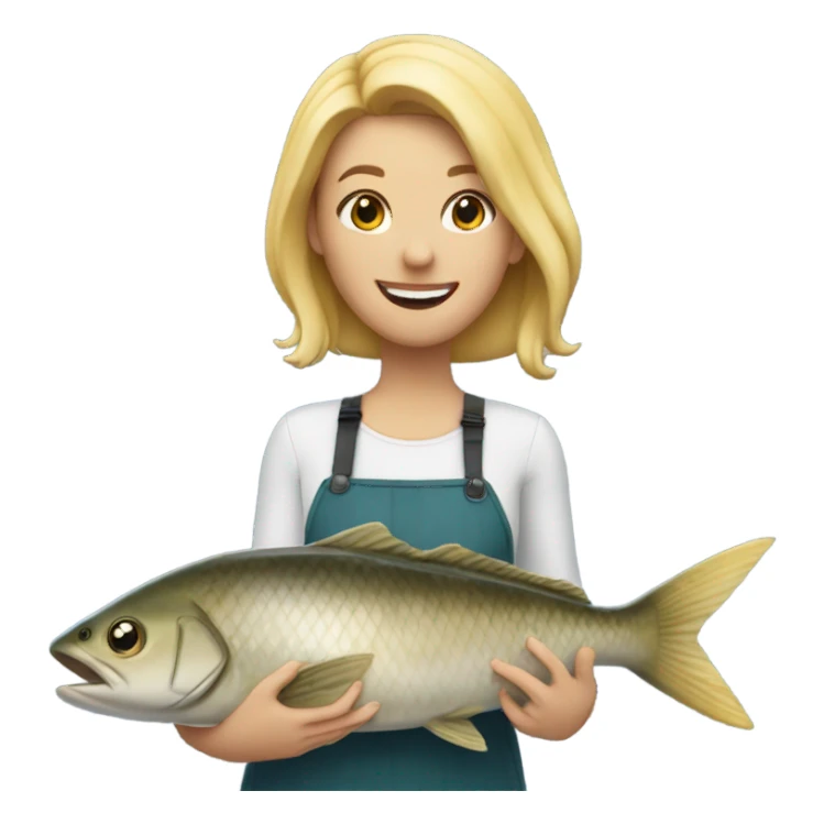 Blonde girl catches big fish ￼￼ sticker