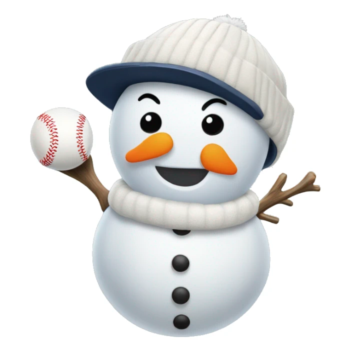 snowman with a baseball glove in left hand sticker