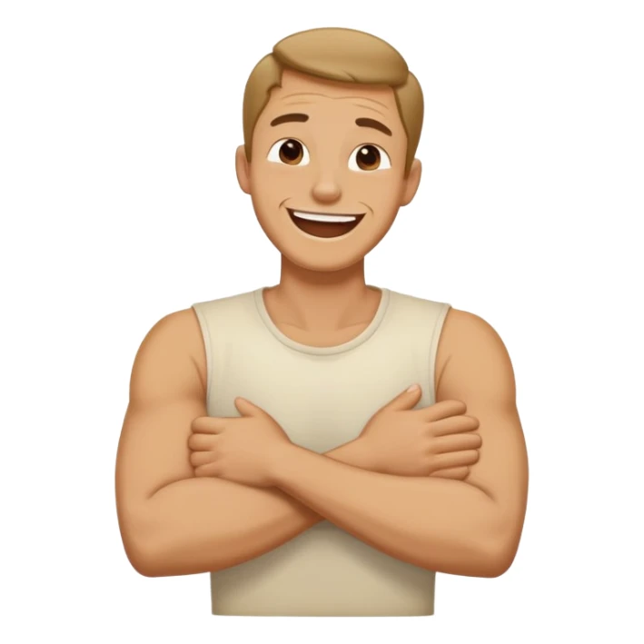 Arms crossed choking neck laughing guy￼￼ sticker