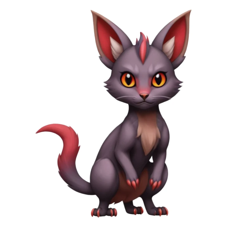 dark cute handsome elegant beautiful realistic dull pointy edgy Noivern-Noibat-Purloin-Torracat-Lykoi-Caracal-cat-Fakemon-fusion-hybrid-creature sticker