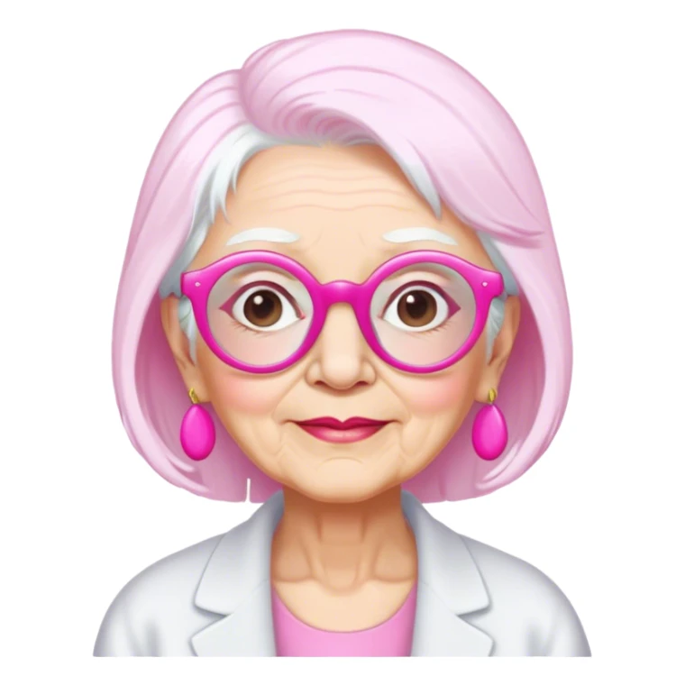 blunt grand maa with pink spects and white hair sticker