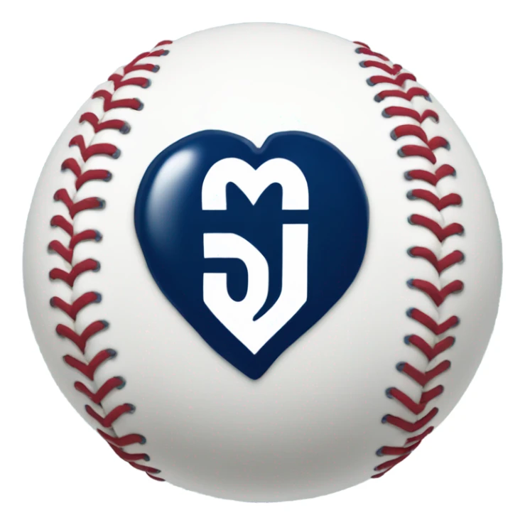 Baseball heart with navy Blue N on it sticker