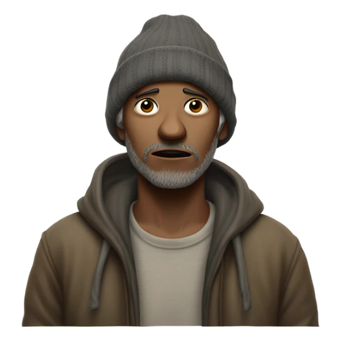 Homeless man with hands out sticker