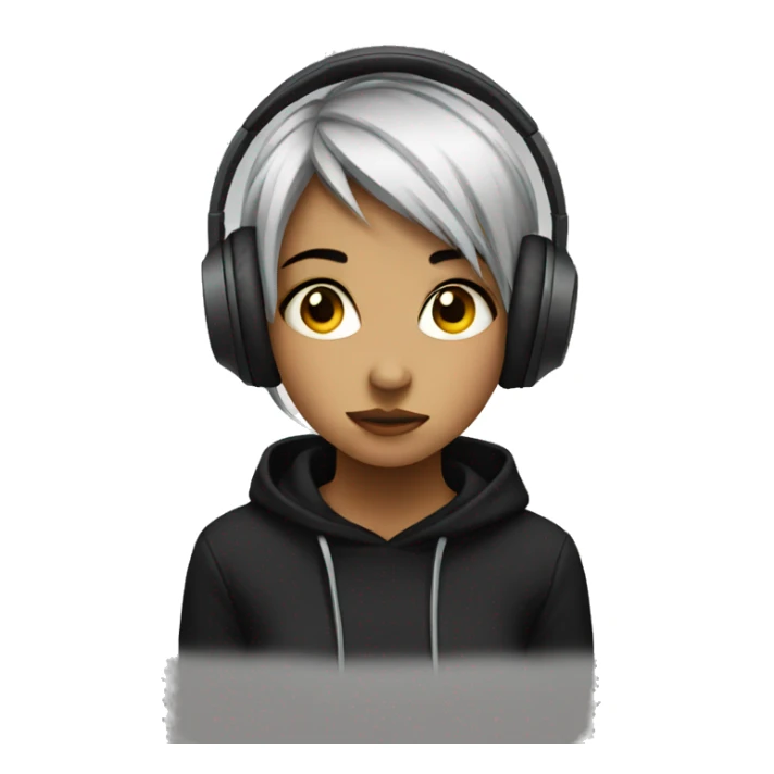emo girl listening to music sticker