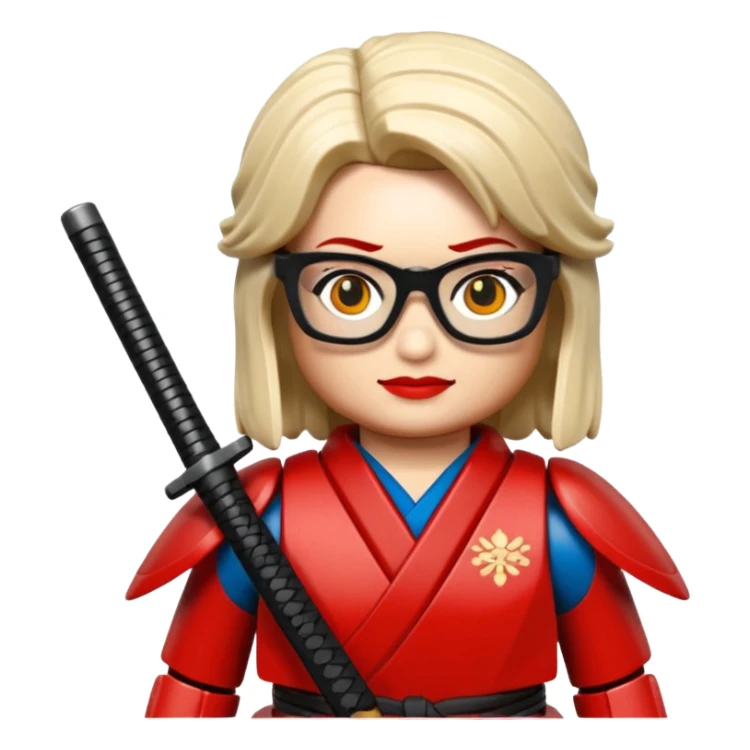 lego Samurai with glasses, Warrior in red samurai armor, female, with katana sticker