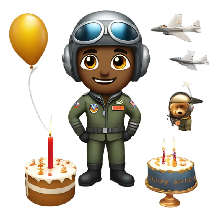 Rolando copper as a fighter pilot celebrating his birthday sticker