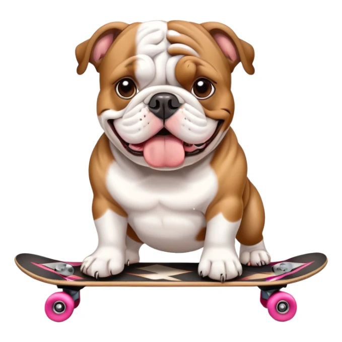 english bull dog on skateboard  sticker