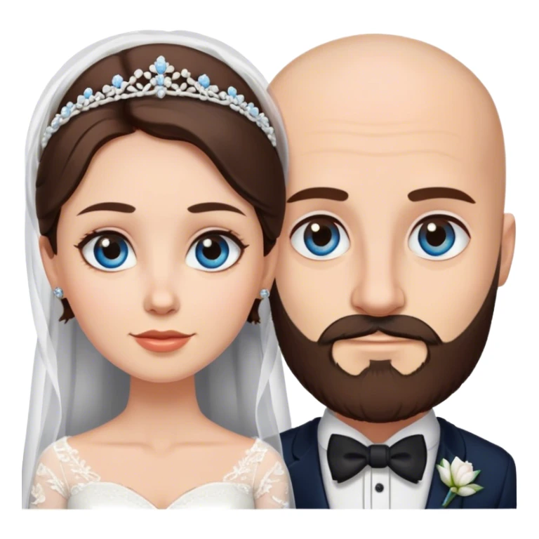 Brunette brown eyed bride and bald bearded blue eyed husband sticker