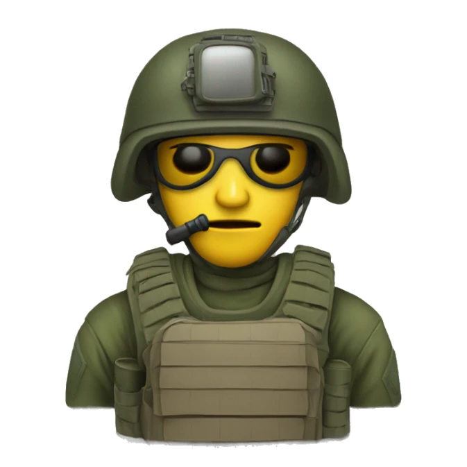 military solider with full gear on and mask sticker
