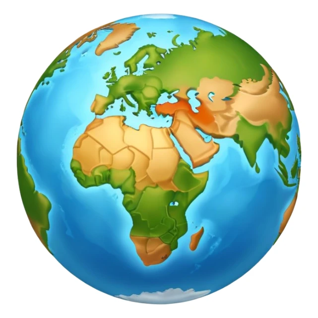 Earth globe with continents arranged in a creative 812 shape, stylized like previous design, iOS emoji style sticker
