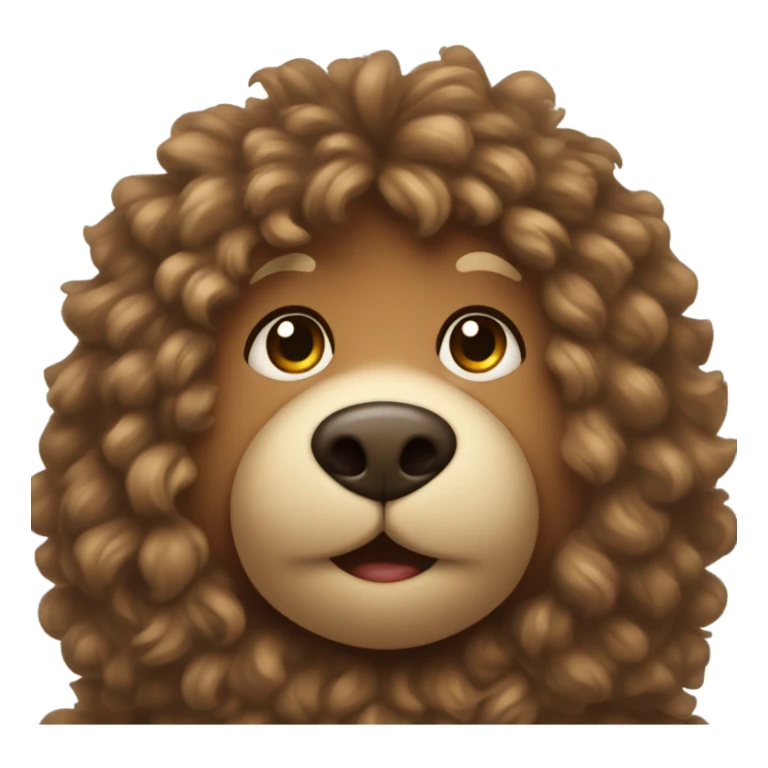 teddy bear with long curly hair with a middle part sticker
