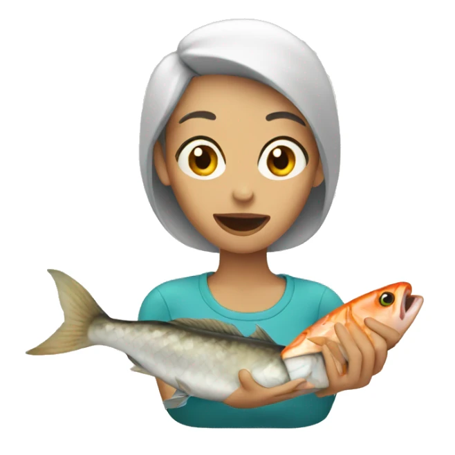 Women eating a fish  sticker