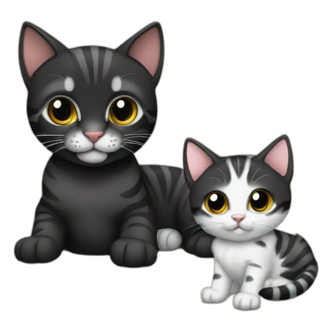 two-cats-bengal-and-cat-black-kitten-together sticker
