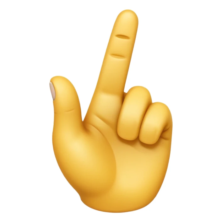 A 3D emoji in iOS emoji aesthetic style of a hand making a trigger-like gesture, with the index finger extended forward and the thumb raised upward, other fingers folded, clean white background, glossy and smooth Apple-style design sticker
