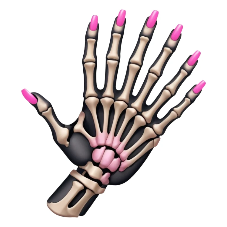 A skeletal hand with pink nails (5 fingers) sticker