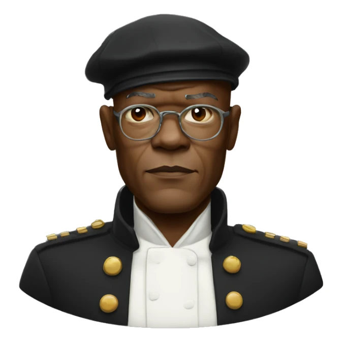 bald samuel l jackson serious wearing beret sticker