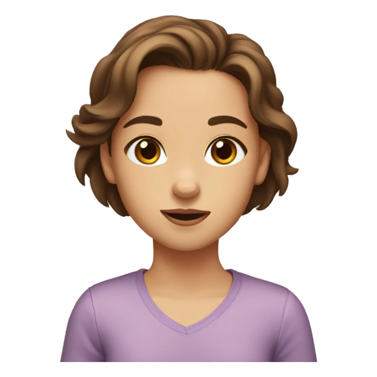 Girl with brown hair, brown eyes makes a puppy face  sticker