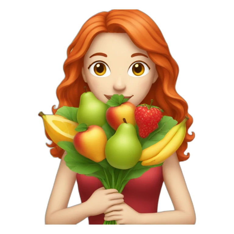 white-red-haired-woman-with-fruit-bouquet sticker