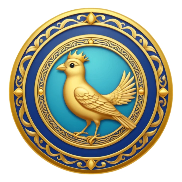 circular achievement style badge for early bird featuring a bird inside and a royal border  sticker