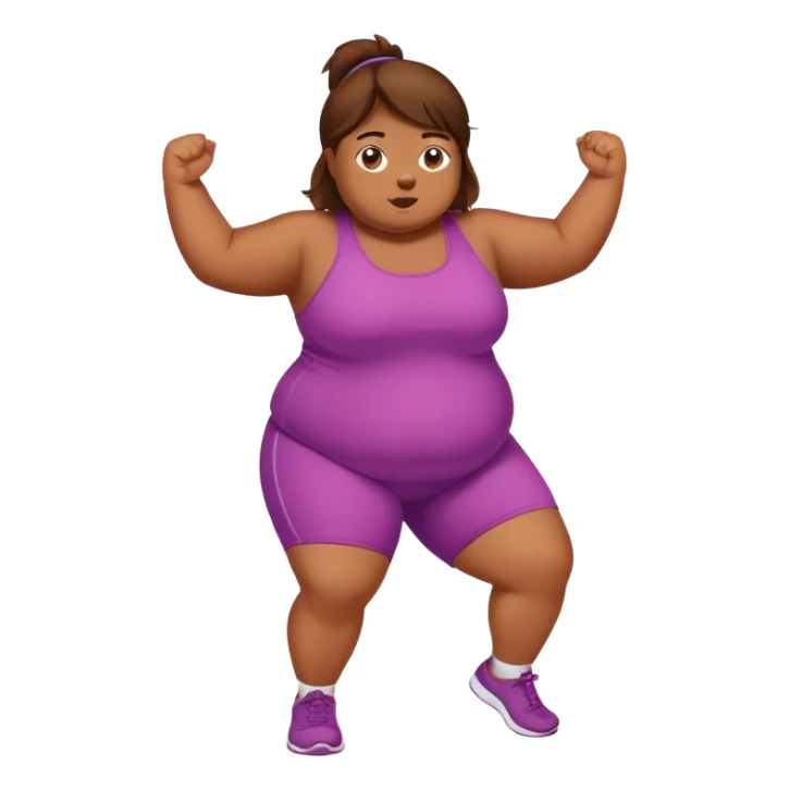 Chubby Brown girl brown hair exercising  sticker