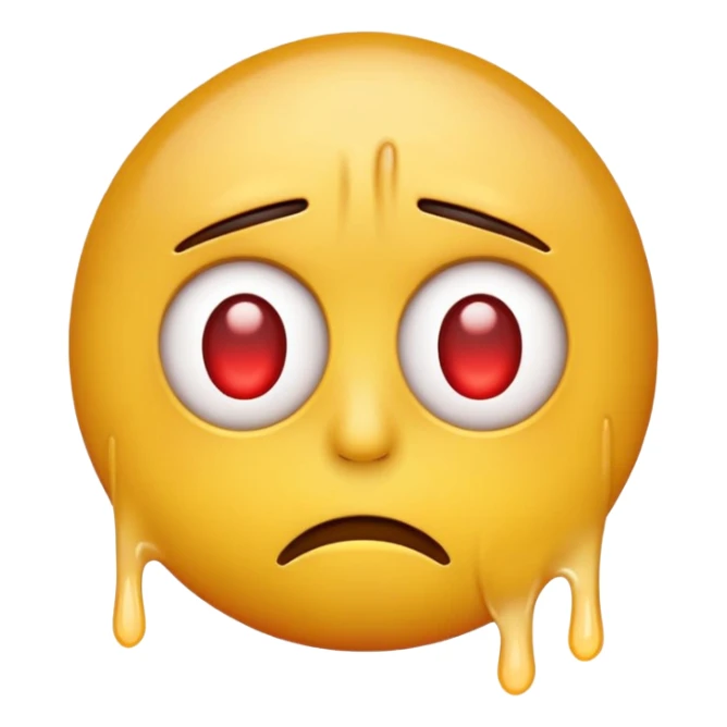 create a typical yellow head emoji with red eyes who is totally overworked  sticker