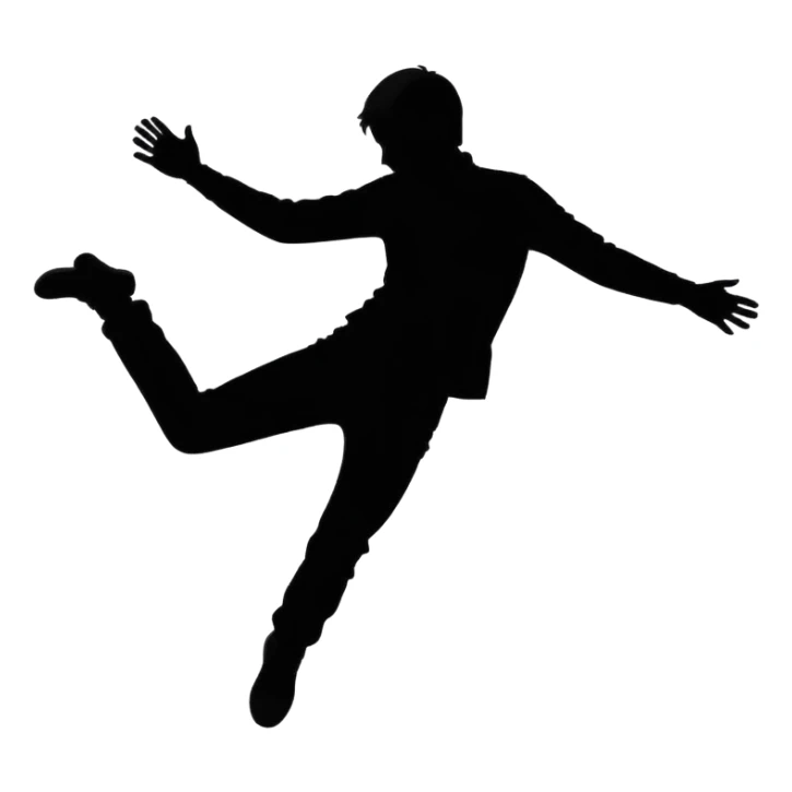a silhouette of a man faling sticker