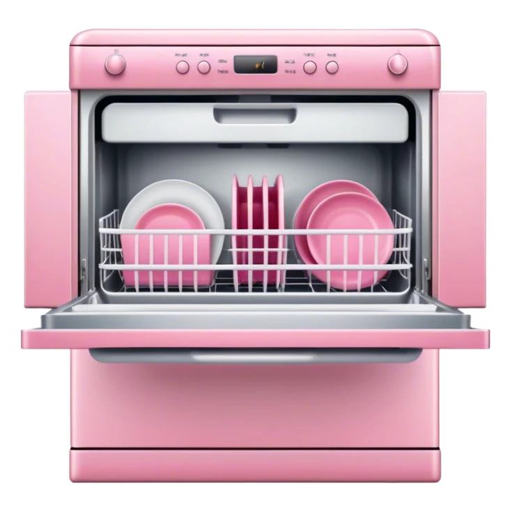 Pink open dishwasher in glamour vintage style  sticker