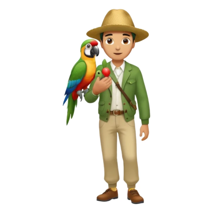 Walker + parrot on shoulder, Full body with walk pose sticker