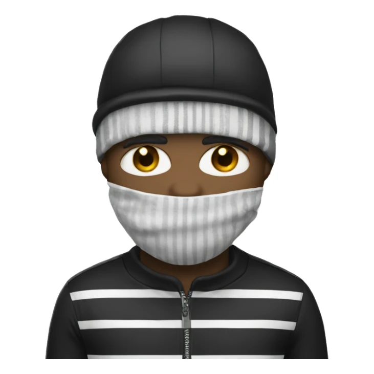 Man wearing ski mask with a black and white striped shirt sticker