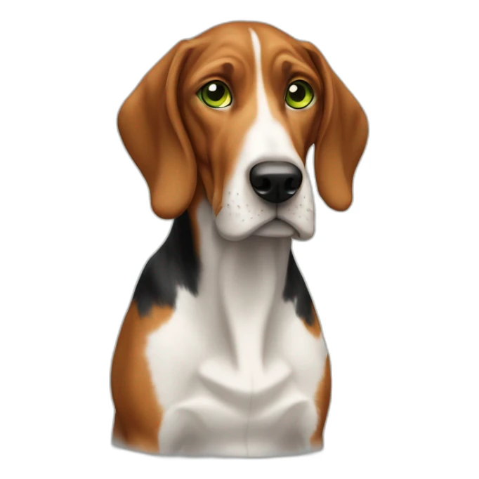 redtick hound dog with small blaze on forehead and light green eyes  sticker
