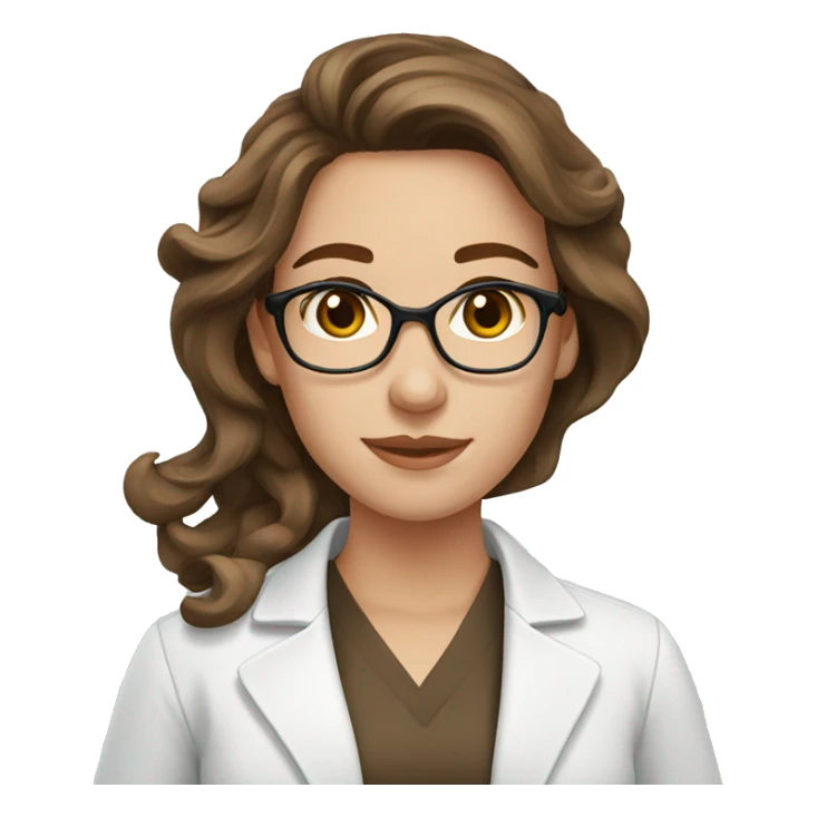 pharmacist long brown hair with waves, pretty female sticker