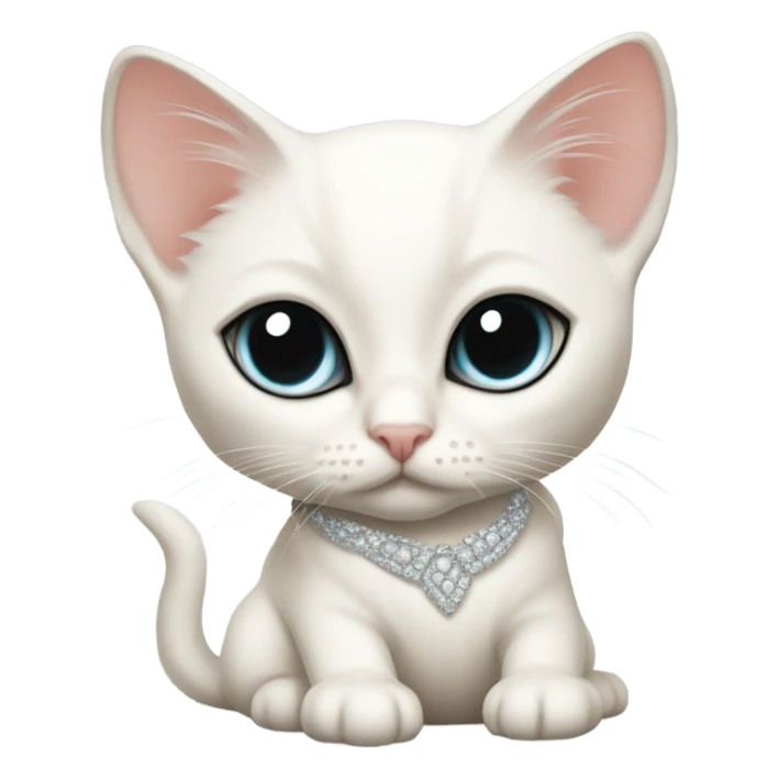 A white siamese kitten snuggled up to a white Siamese cat, wearing evening clothing.  sticker
